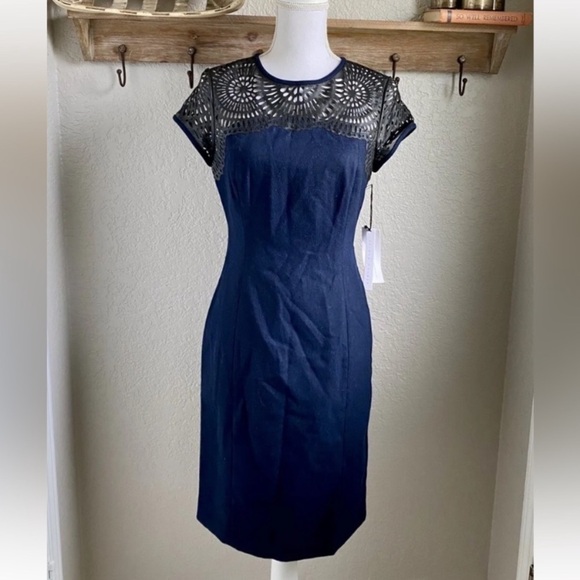 NEW Susana Monaco Madeleine Dress in Midnight Blue Sheath - Picture 2 of 5